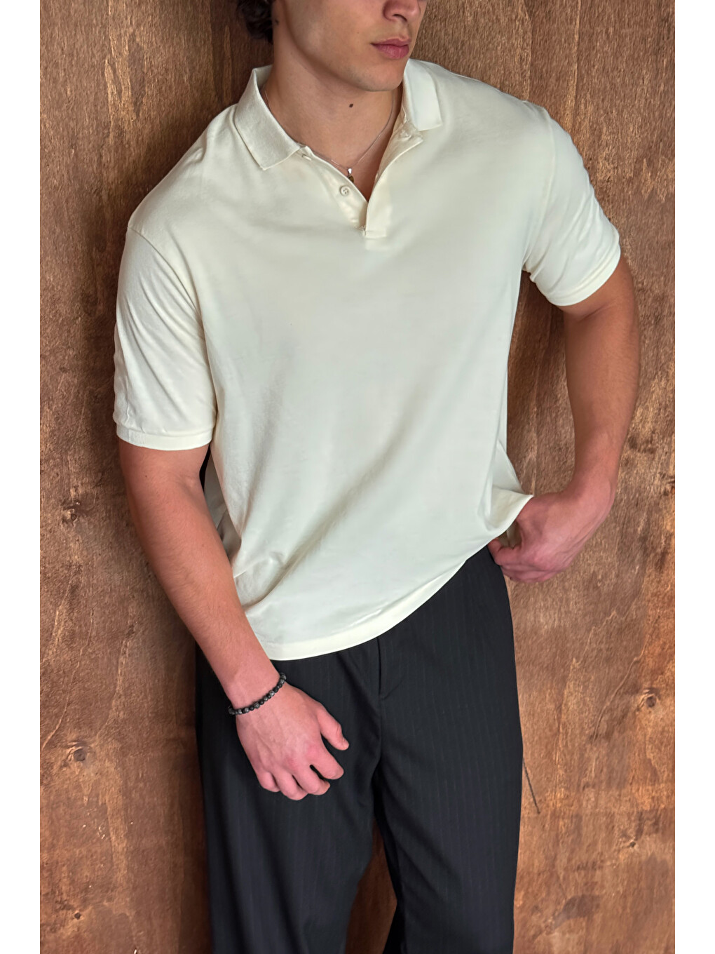 Sarı Erkek %100 Pamuk Düğmeli Polo Yaka T-Shirt