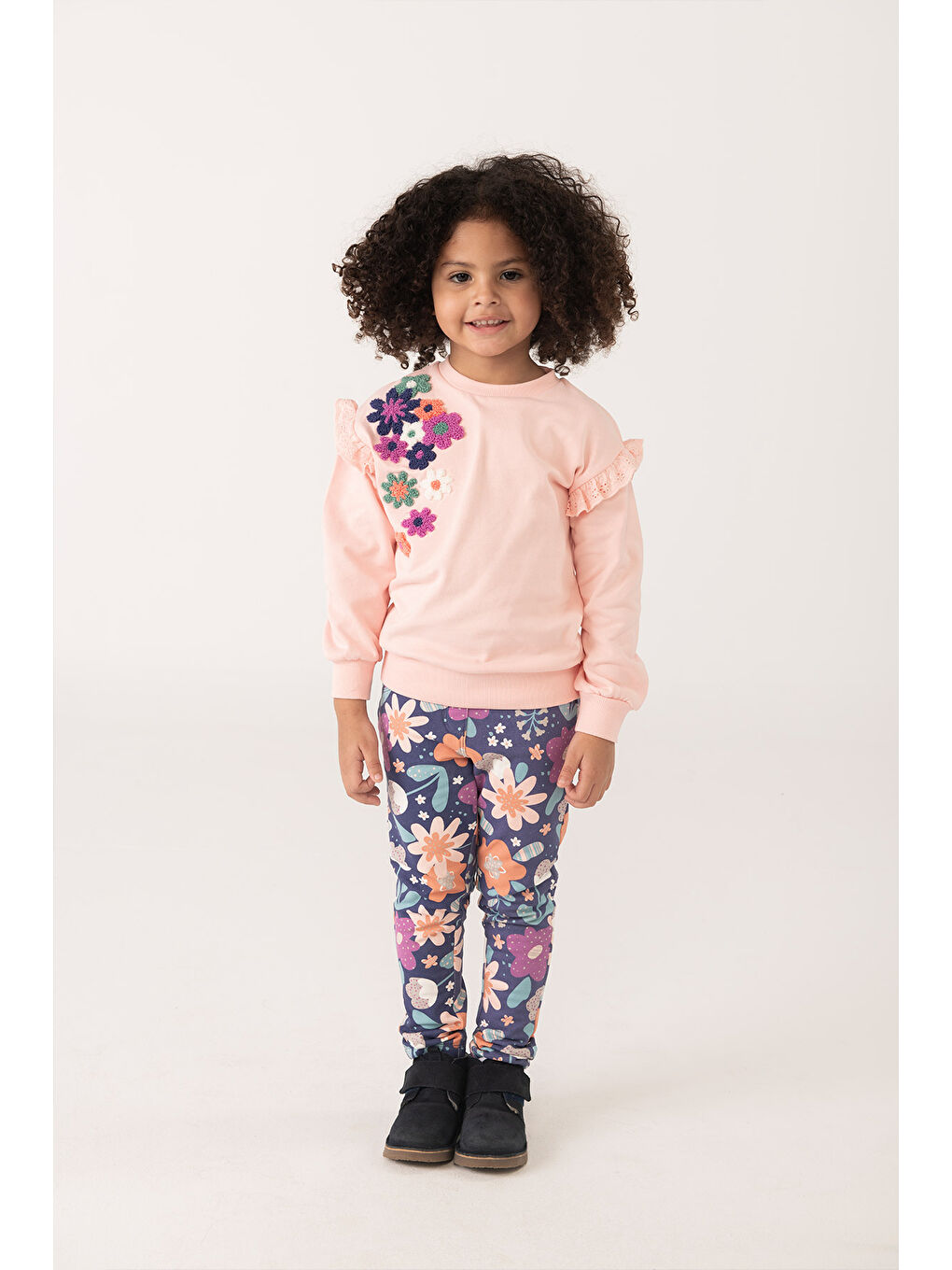 Karışık Kız Çocuk Çiçek Baskılı Tayt