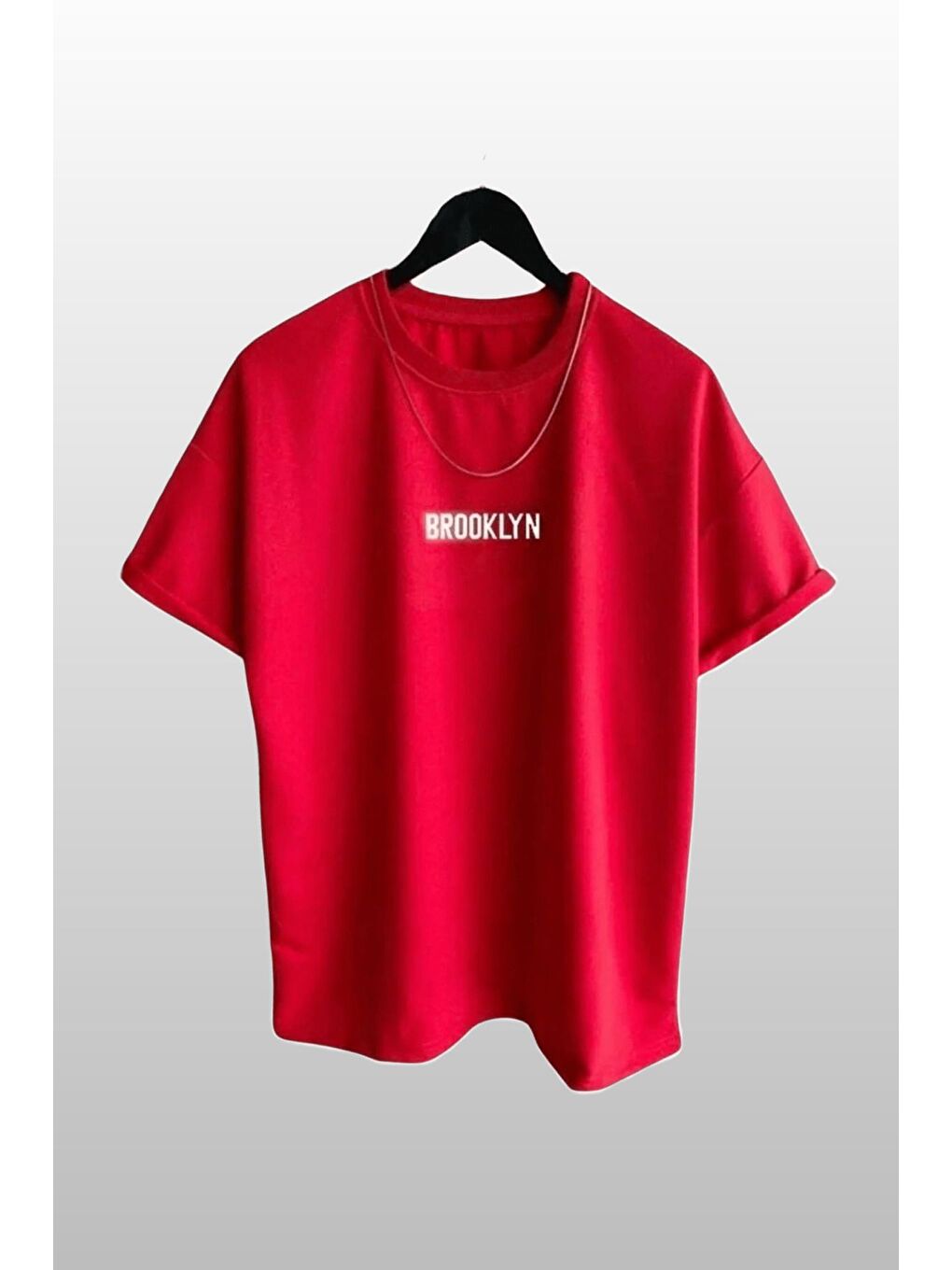 Kadın Brooklyn Baskılı 3lü Paket Mavi Kırmızı Turuncu T Shirt-2