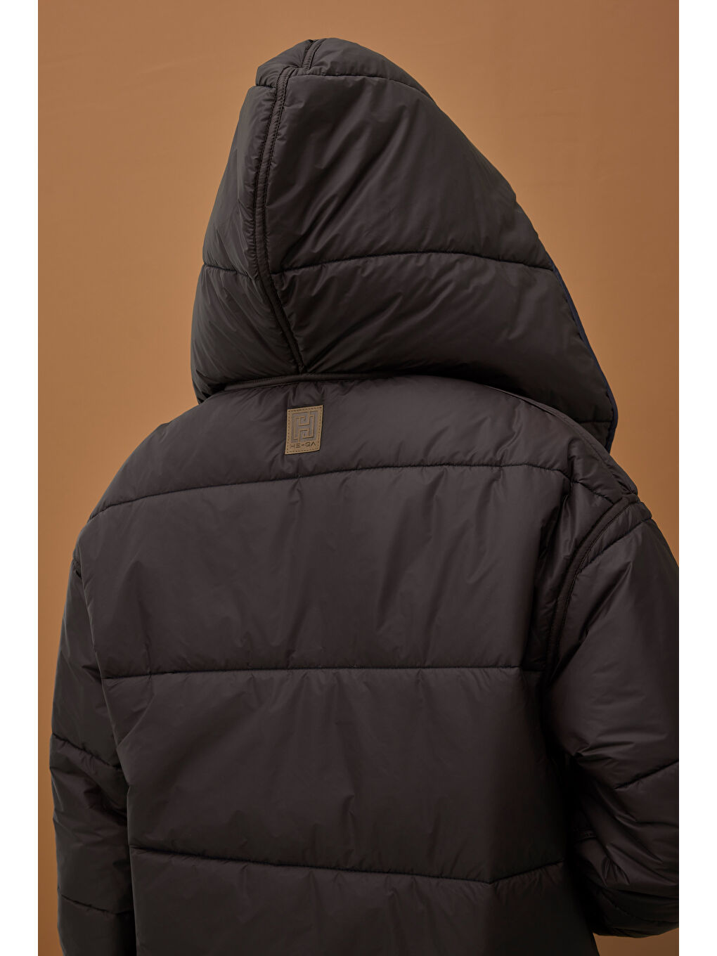 Çift Taraflı Şişme Mont Acı Kahve-Koyu Lacivert-2