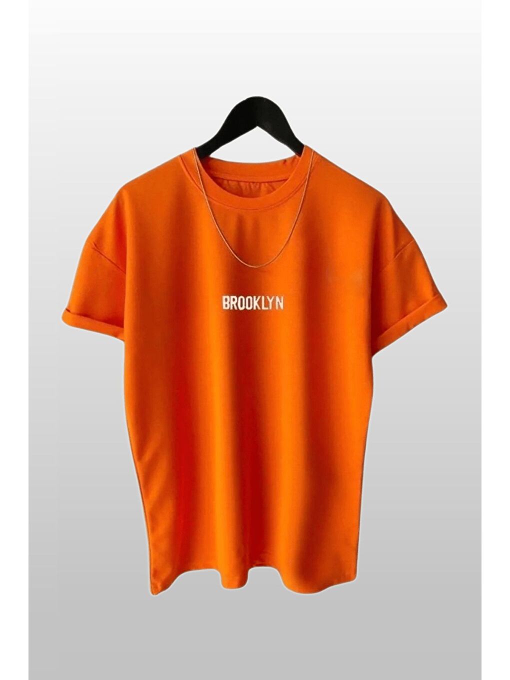 Kadın Brooklyn Baskılı 3lü Paket Mavi Kırmızı Turuncu T Shirt-3