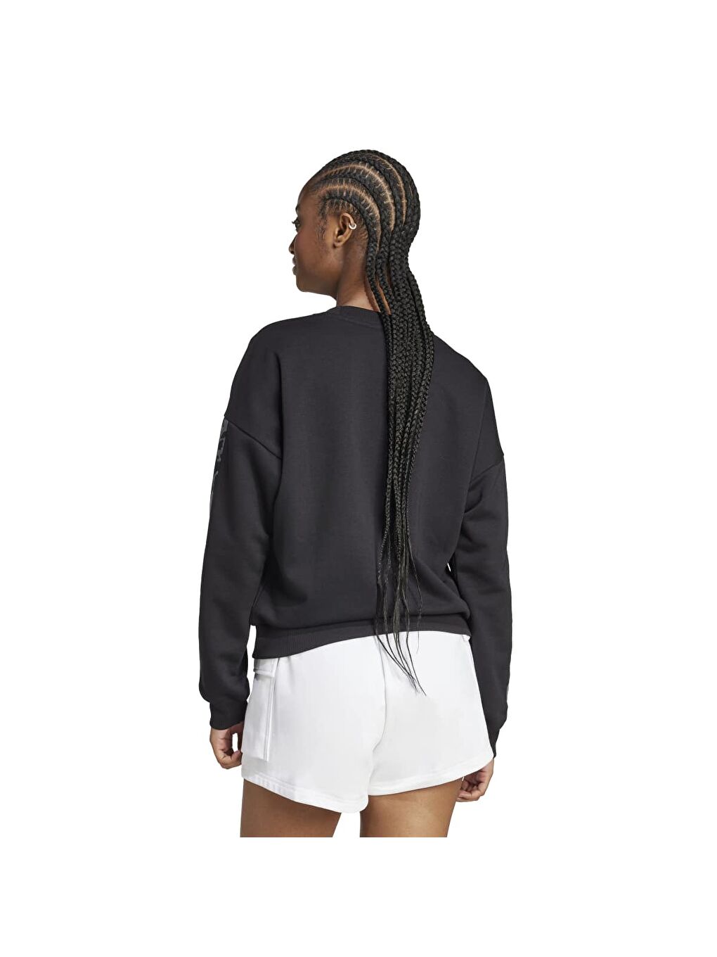 All Over Print Kadın Siyah Bisiklet Yaka Sweatshirt-1