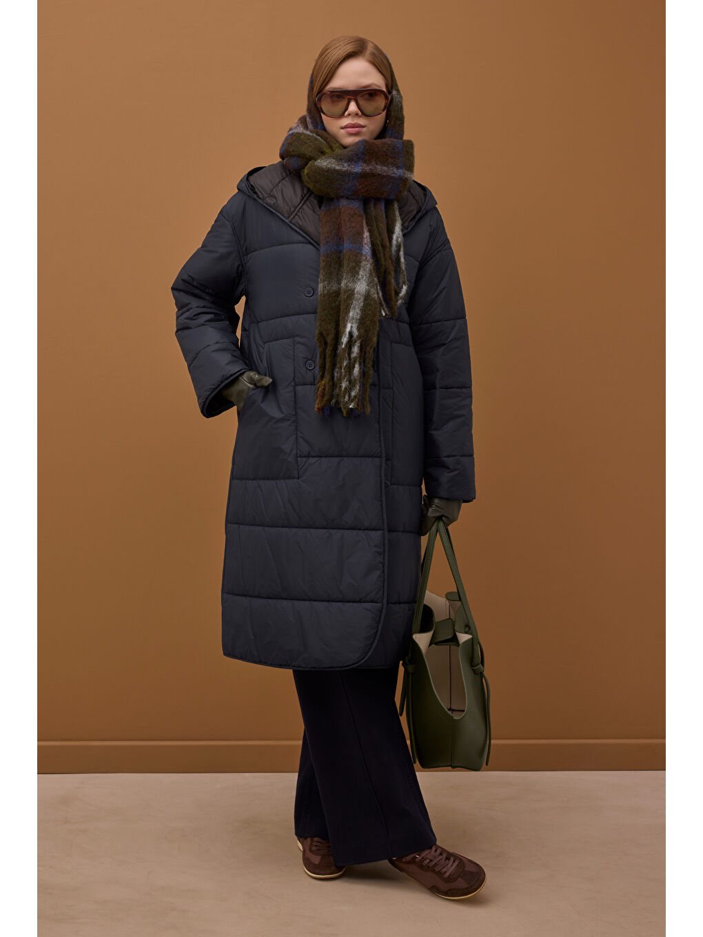 Çift Taraflı Şişme Mont Acı Kahve-Koyu Lacivert-3