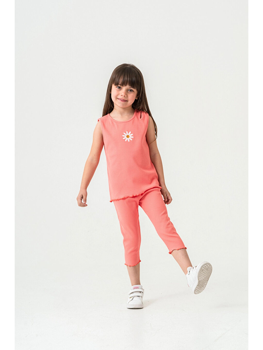 Turuncu Papatya Nakışlı Taytlı Takım 50354-3