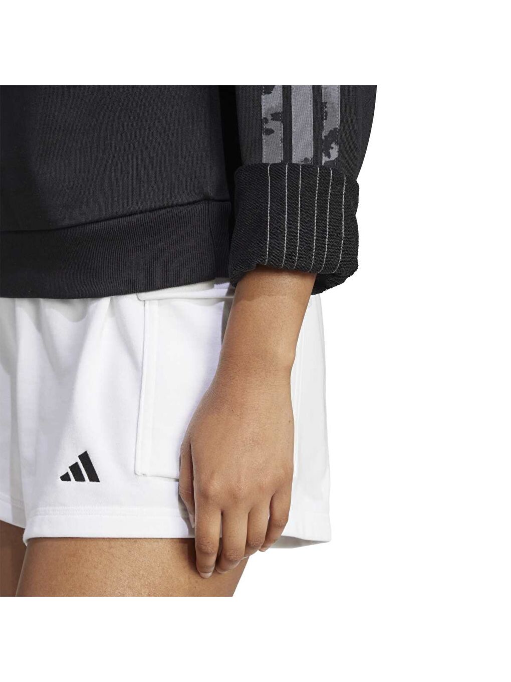 All Over Print Kadın Siyah Bisiklet Yaka Sweatshirt-4