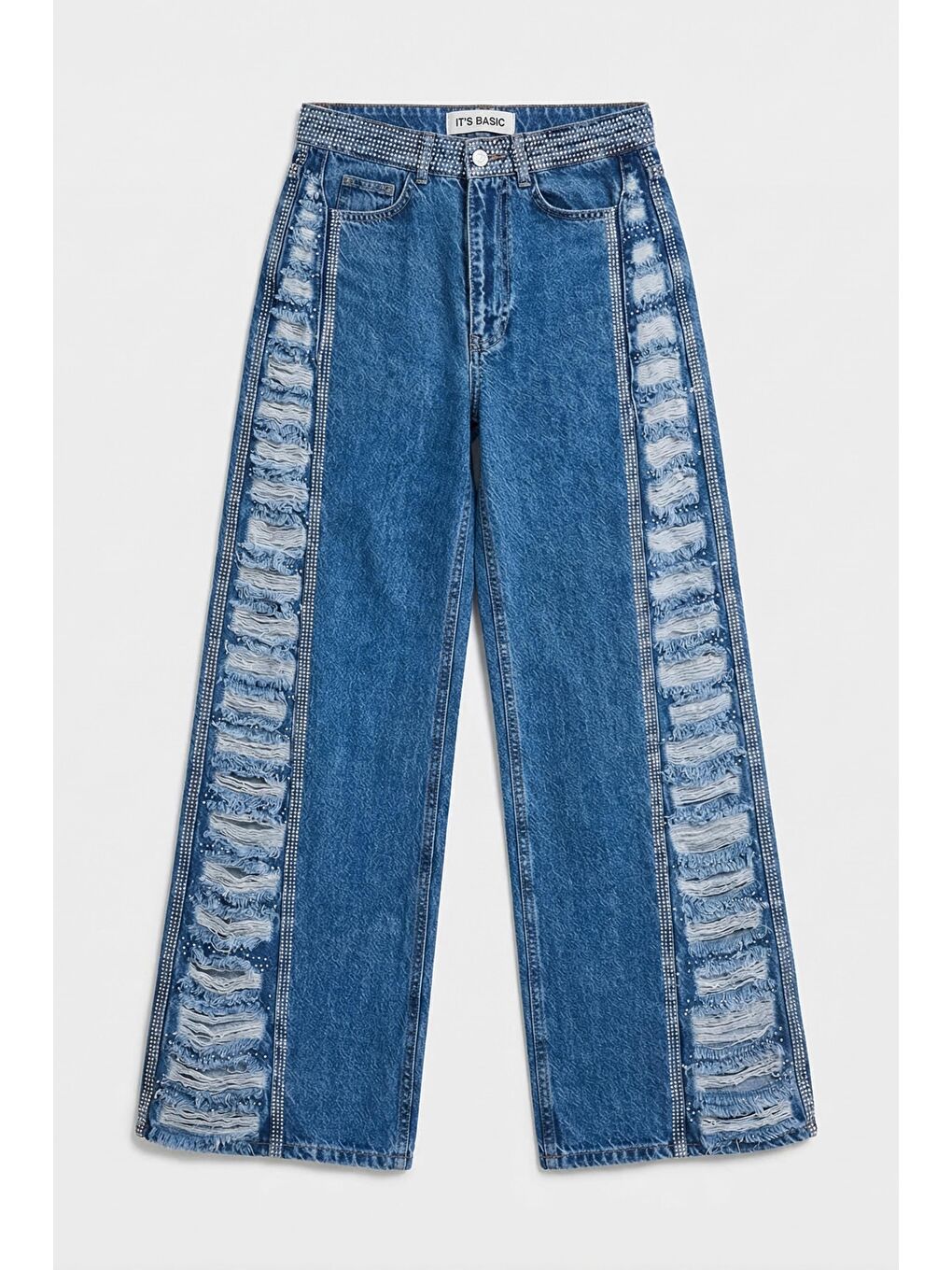 Kadın Mavi T-9s6-4 Flare Fit Özel Tasarım Denim Jean-5