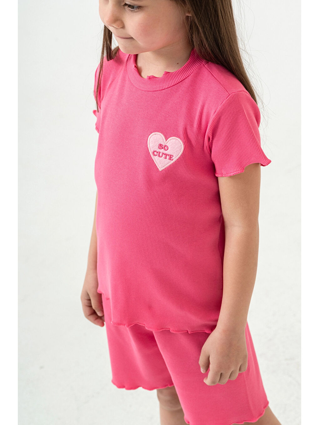 Fuşya So Cute Nakışlı Şortlu Takım 50355-2