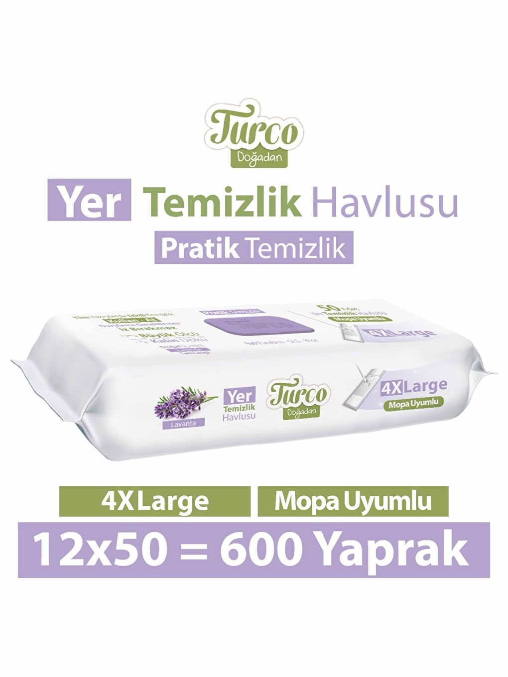 Baby Turco Turco Doğadan Yer Temizlik Havlusu Lavanta 12x50(600 Yaprak)