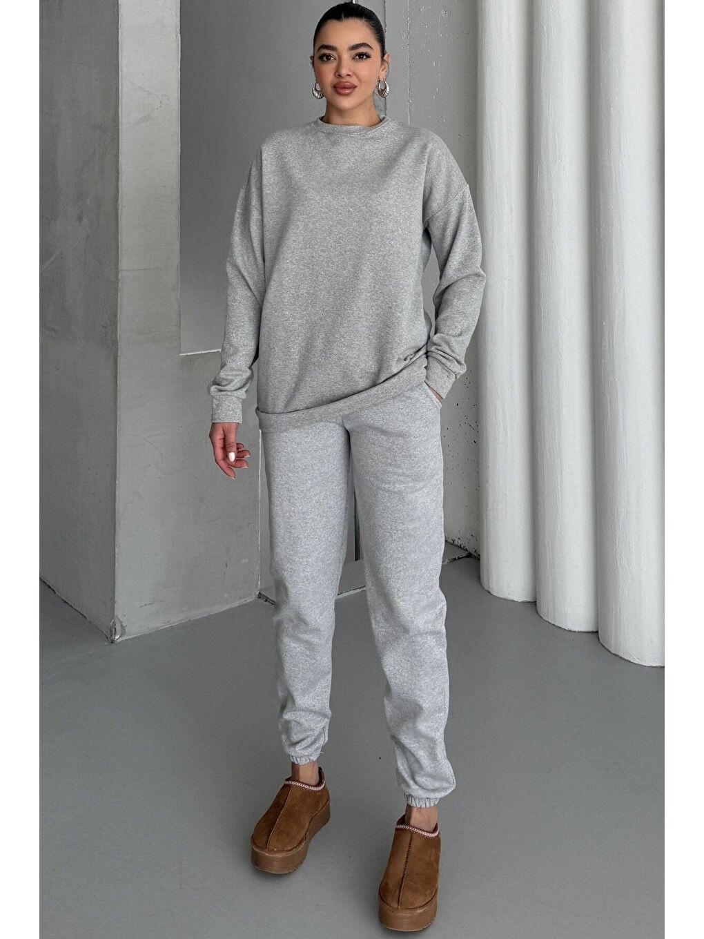 Kadın Grimelanj Bisiklet Yaka Düz Alt-Üst Eşofman Takım-1