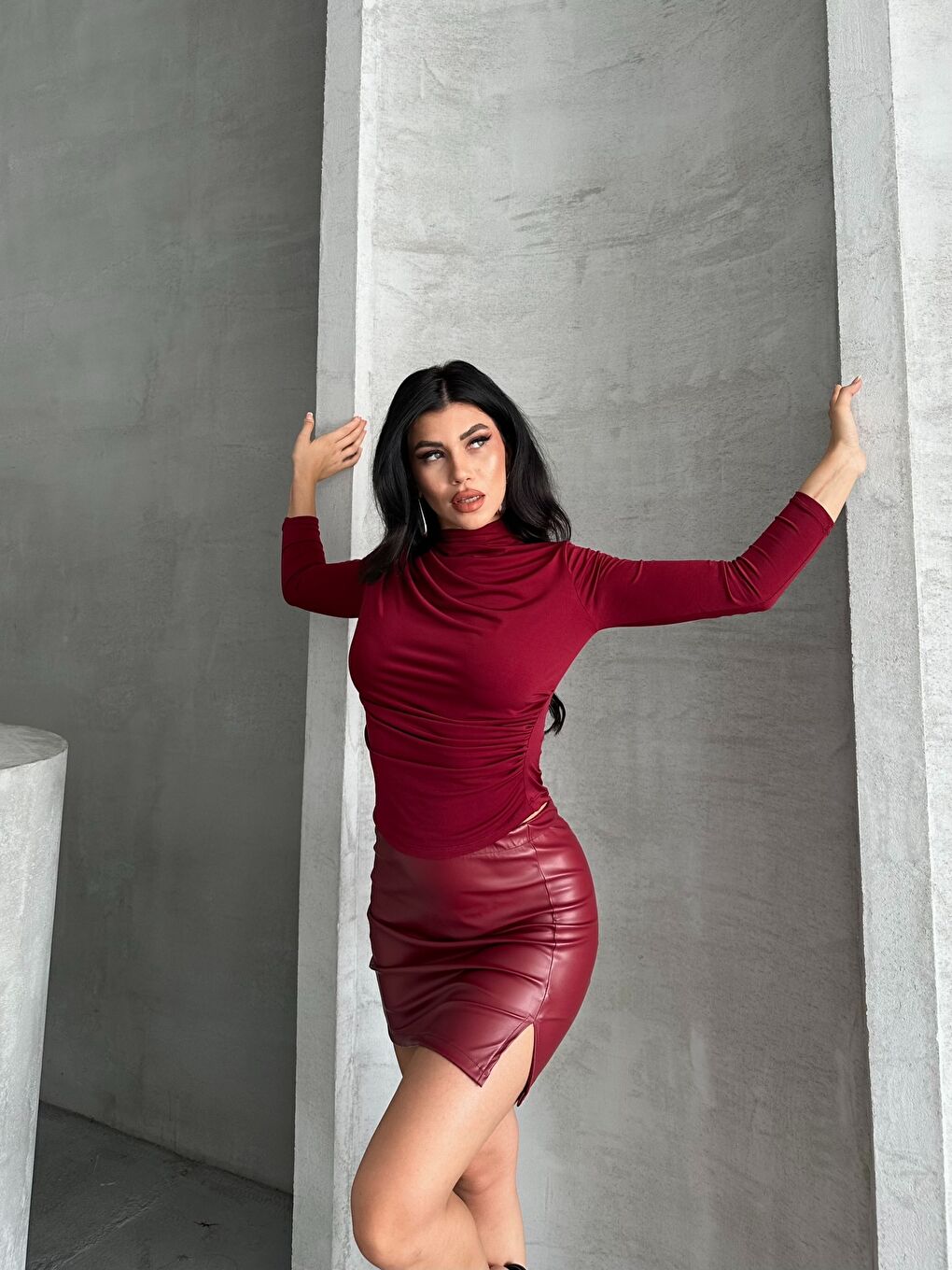 Yarım Balıkçı Bordo Sandy Bluz-1