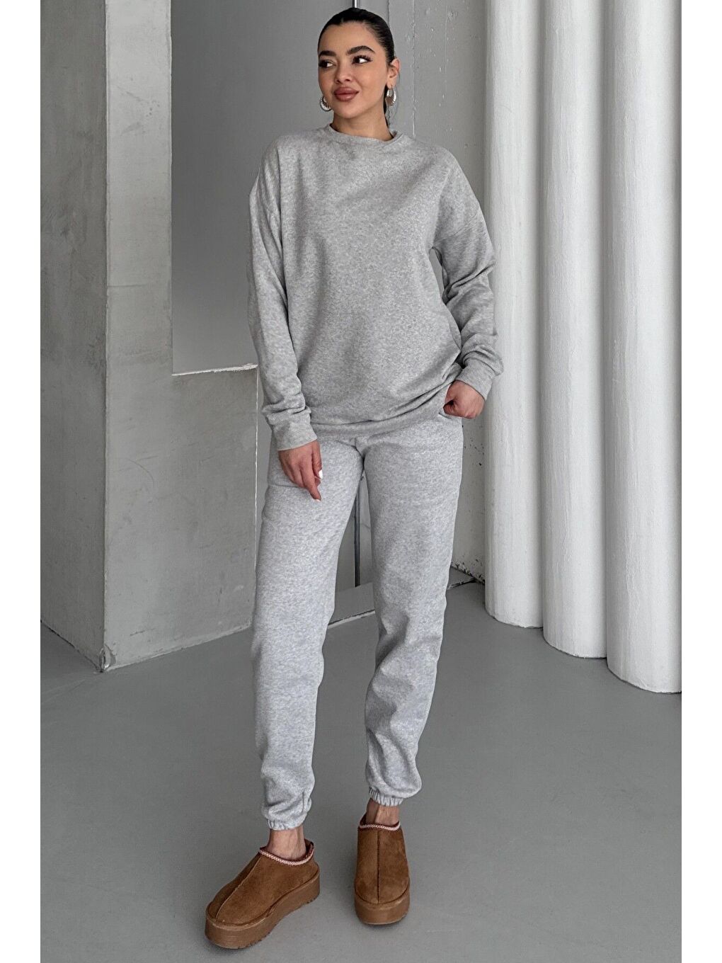 Kadın Grimelanj Bisiklet Yaka Düz Alt-Üst Eşofman Takım-2