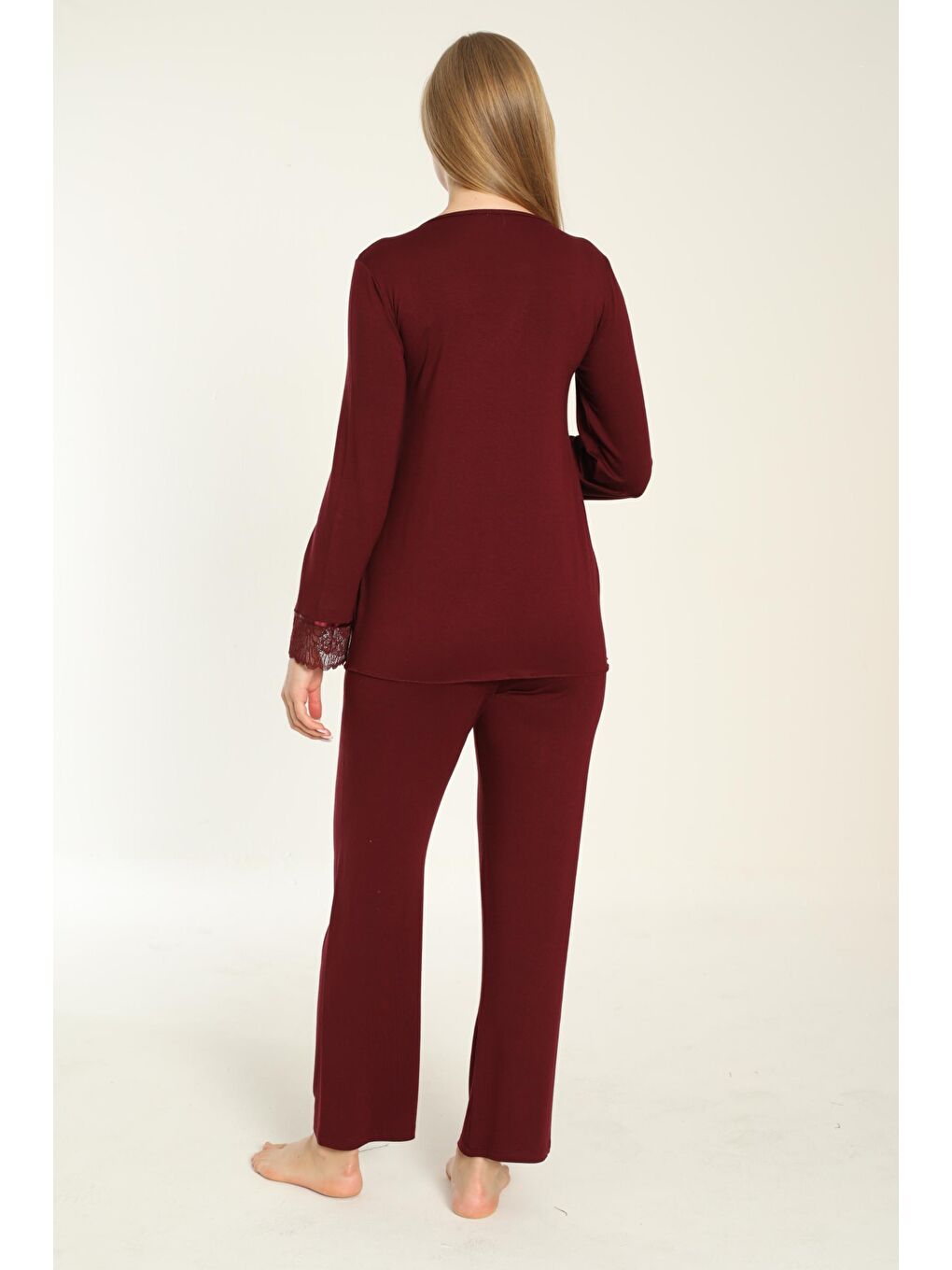 Uzun Kol Bordo Hamile ve Lohusa Pijama Takımı-1