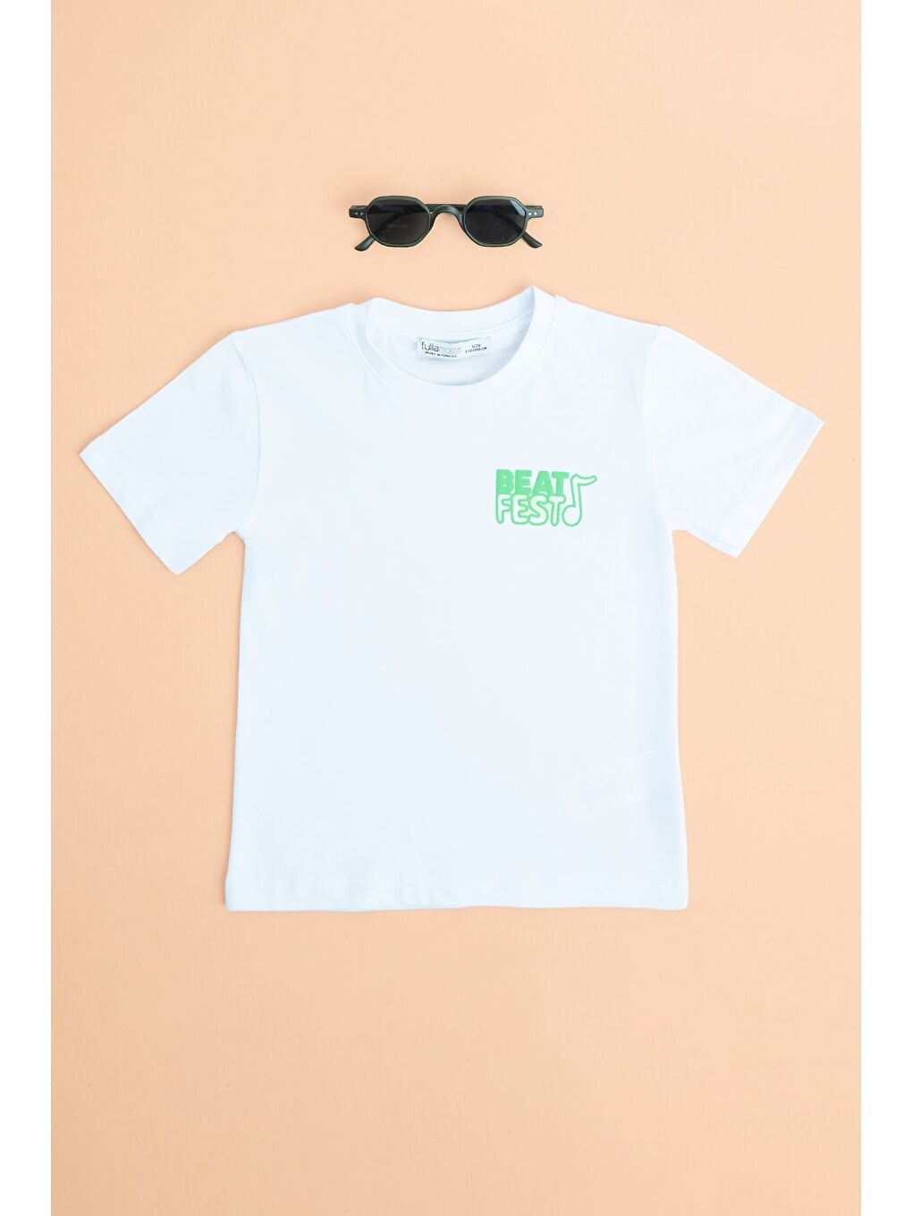 Beyaz Beat Fest Baskılı Erkek Çocuk Tişört