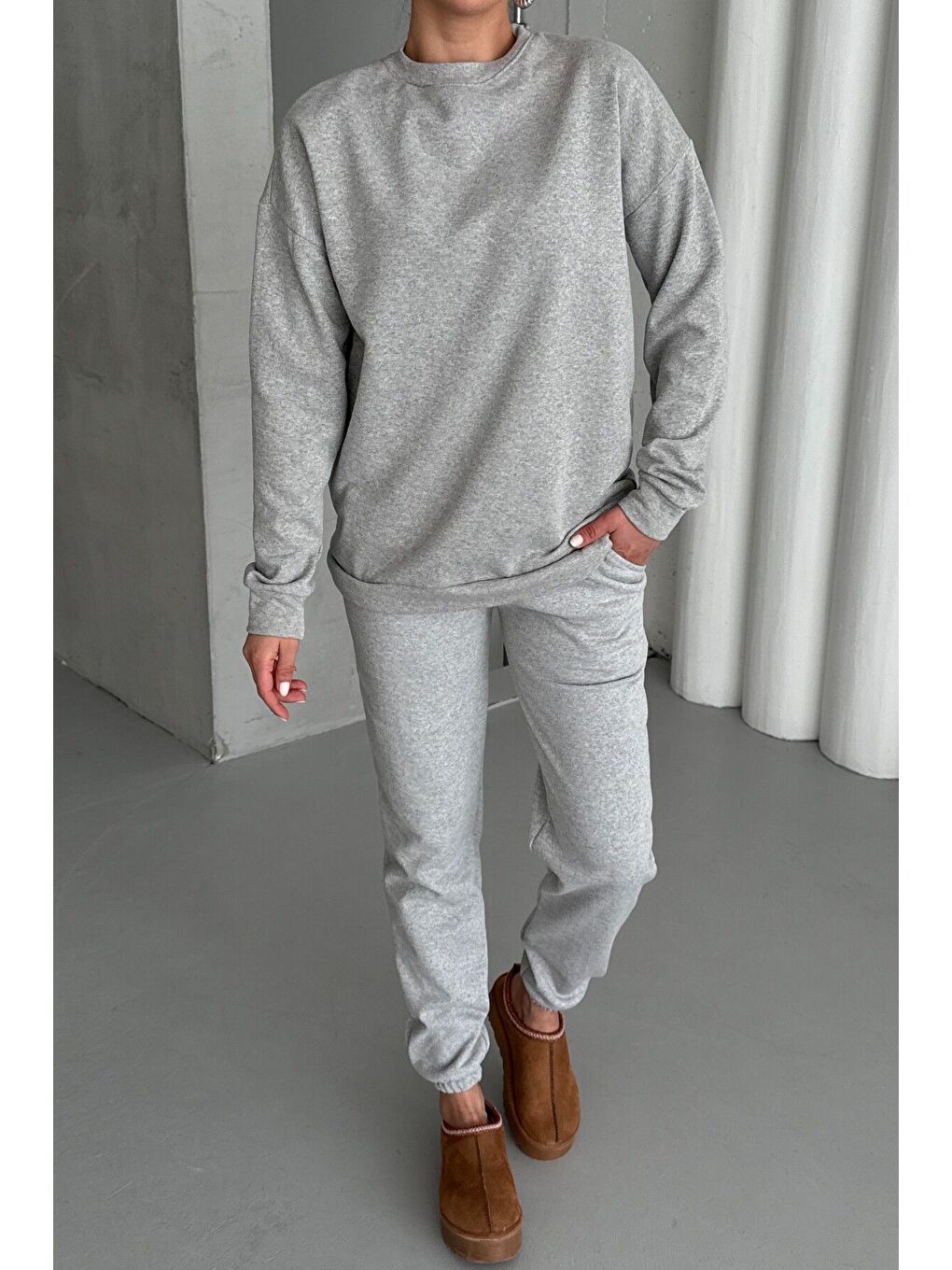 Kadın Grimelanj Bisiklet Yaka Düz Alt-Üst Eşofman Takım-4