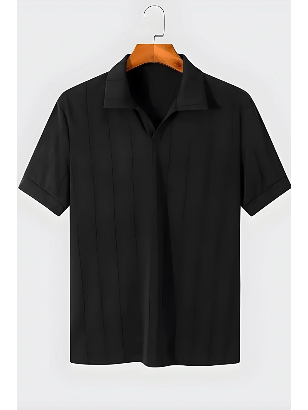 Siyah Quentin Çizgili Elastanlı Slim Fit Polo Yaka Örme Erkek Triko Tshirt-2