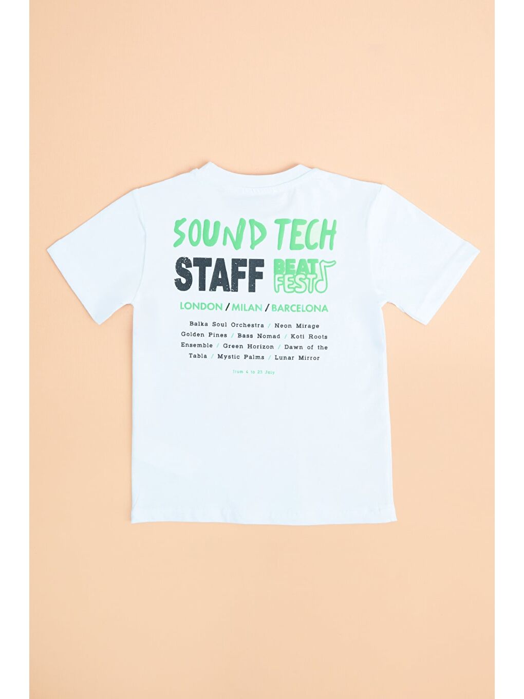 Beyaz Beat Fest Baskılı Erkek Çocuk Tişört-1