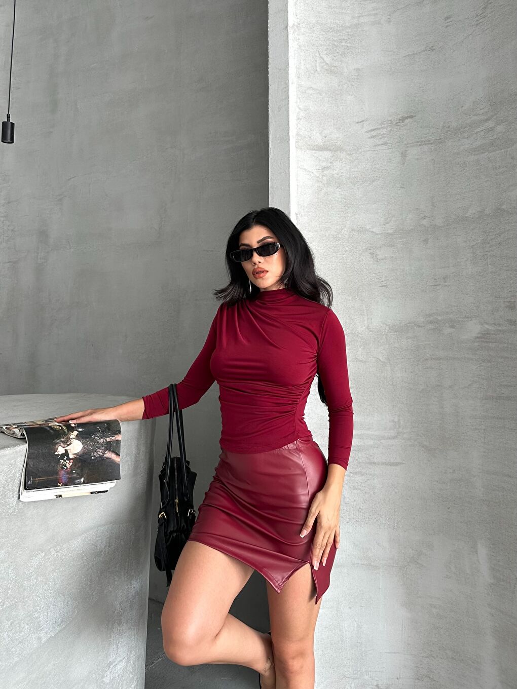 Yarım Balıkçı Bordo Sandy Bluz-2