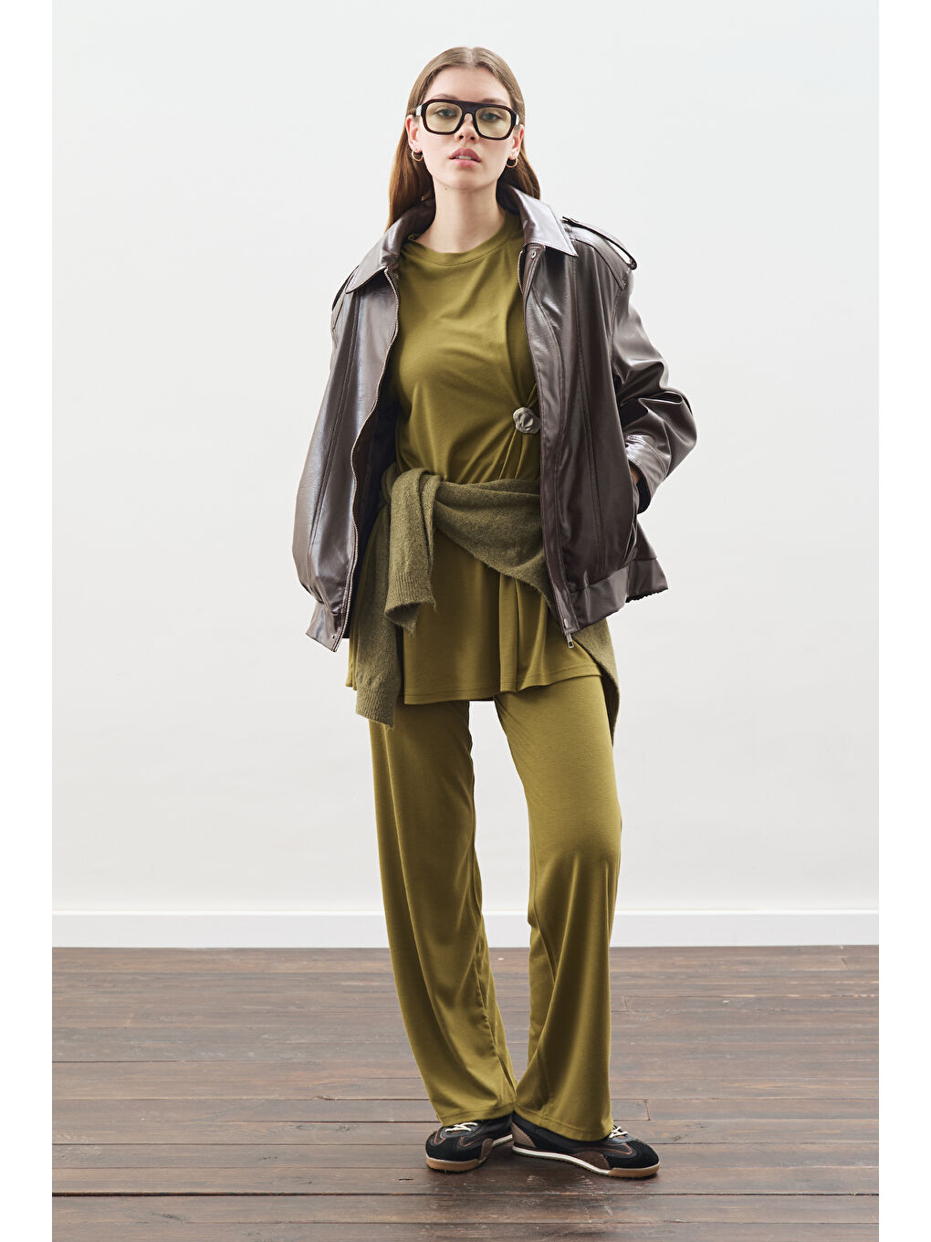 Düğüm Tasarımlı Pantolonlu Takım Yeşil