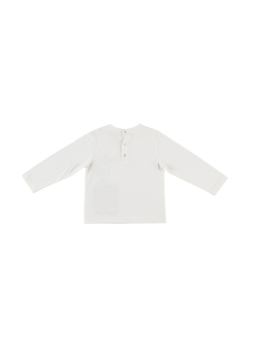 Erkek Bebek Ekose Cepli Uzun Kollu Ekru Tişört-2