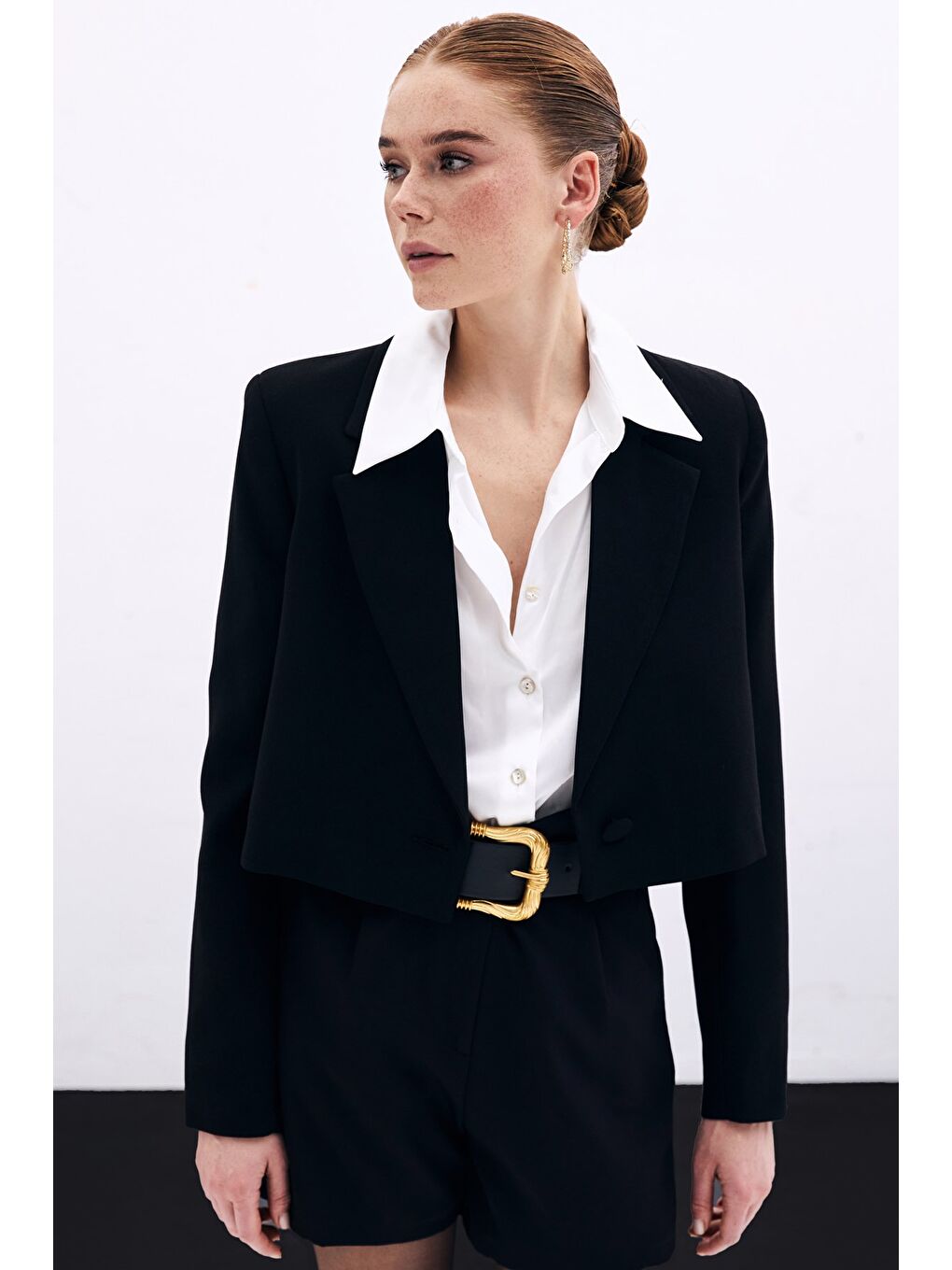 Kısa Krep Ceket - Siyah-2