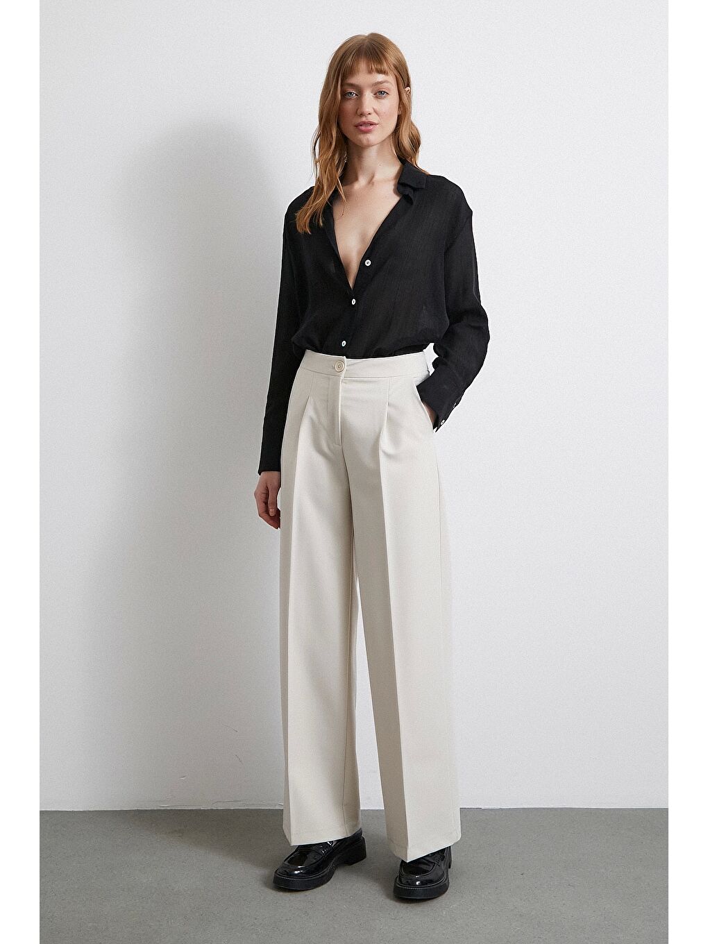 Kabartma Çizgili Saten Gömlek Siyah-3