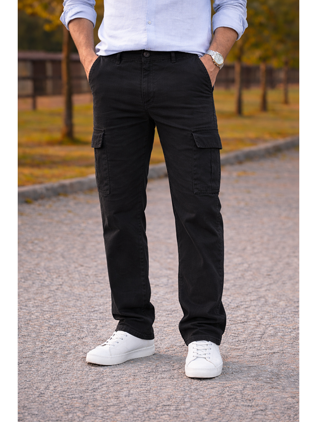 Gri Erkek Premium Comfort Füme Kargo Baggy Pantolon