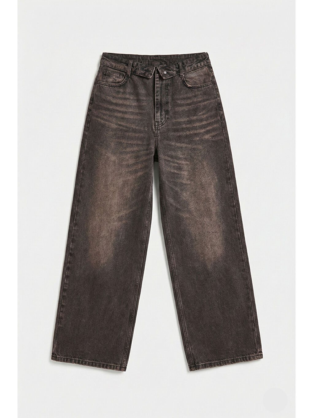 Kahverengi Kadın Koyu Kahve 2s6-62 Straight Fit Kemer Detaylı Özel Tasarım Denim Jean-1