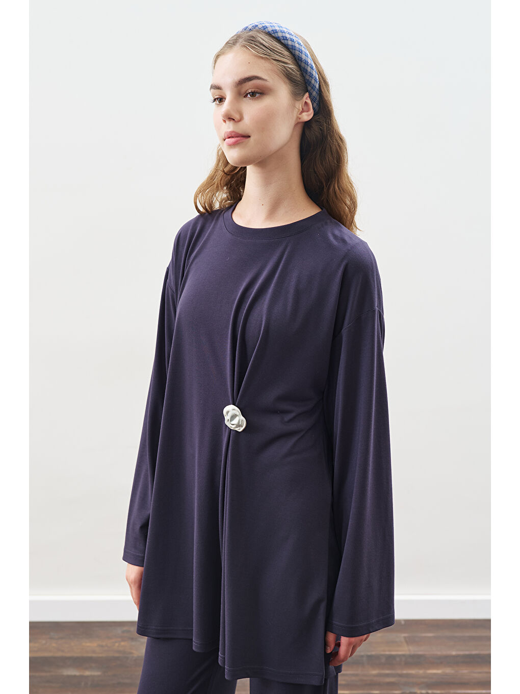 Düğüm Tasarımlı Pantolonlu Takım Lacivert-1