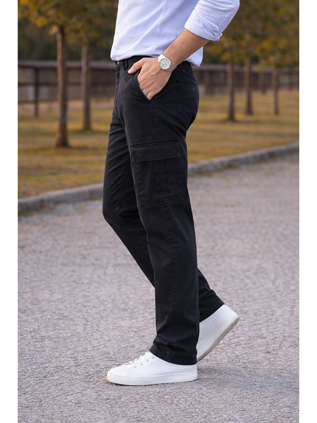 Gri Erkek Premium Comfort Füme Kargo Baggy Pantolon-2