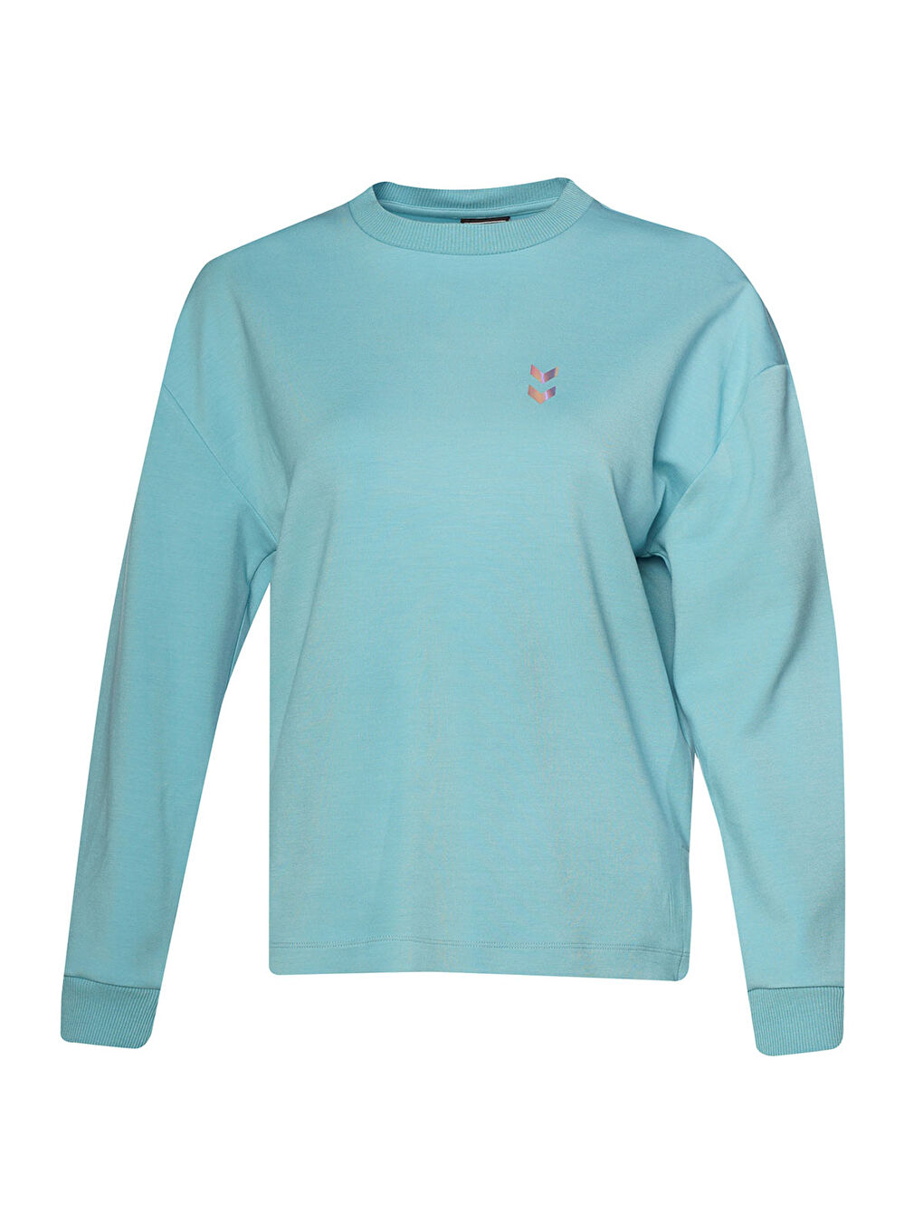 Melton Kadın Mavi Bisiklet Yaka Sweatshirt-1