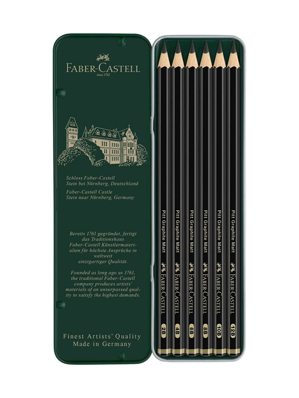 Pitt Matt Dereceli Kalem 6'lı Set, Su Bazlı,8 Dereceli (2B-4B-6B-8B-10B-12B)