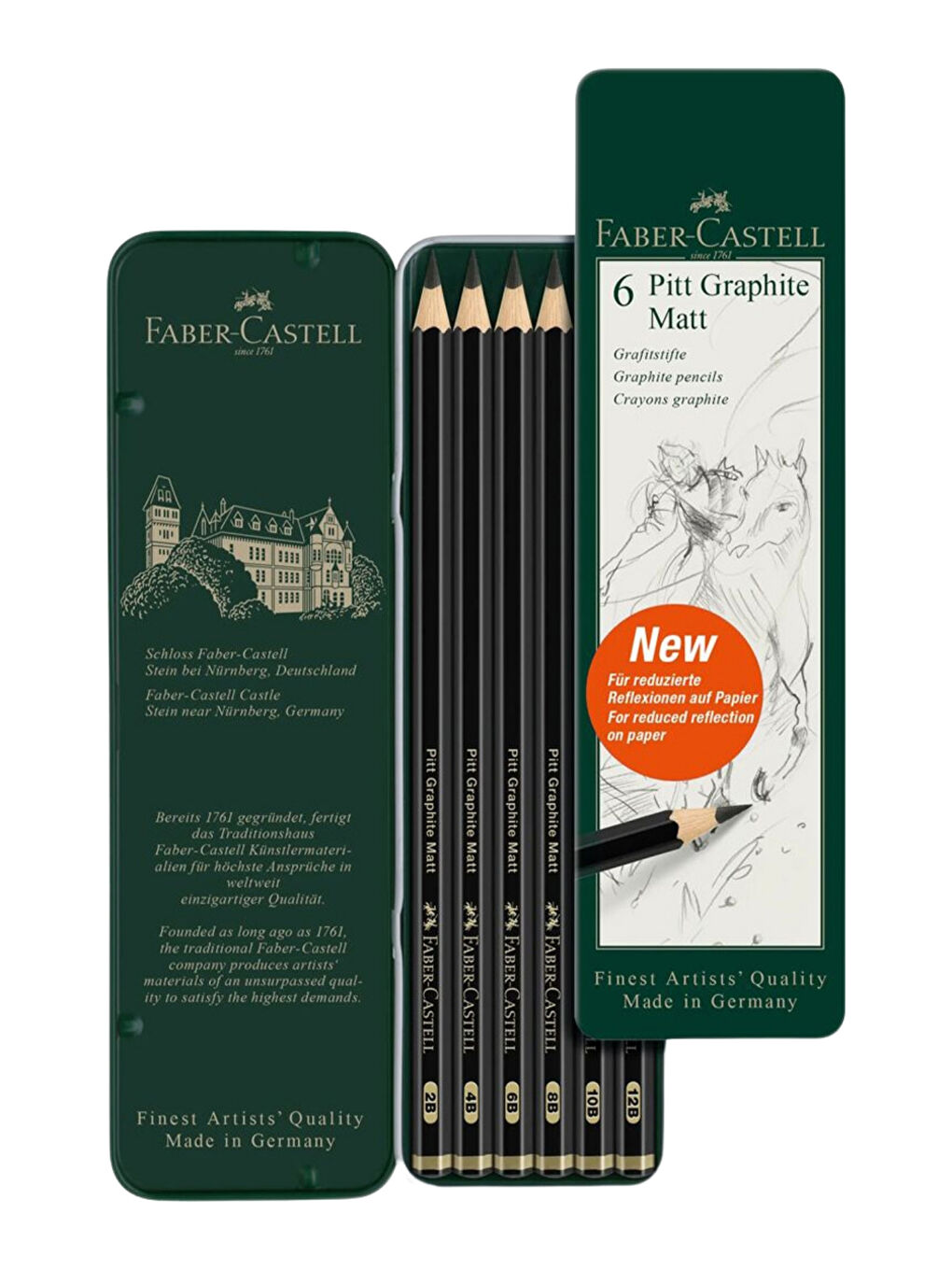 Pitt Matt Dereceli Kalem 6'lı Set, Su Bazlı,8 Dereceli (2B-4B-6B-8B-10B-12B)-1