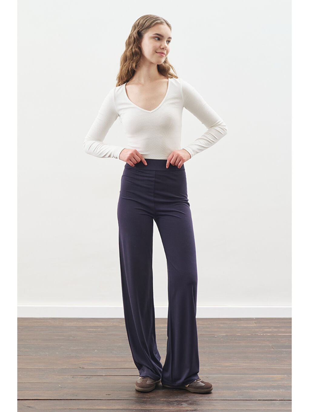 Düğüm Tasarımlı Pantolonlu Takım Lacivert-4