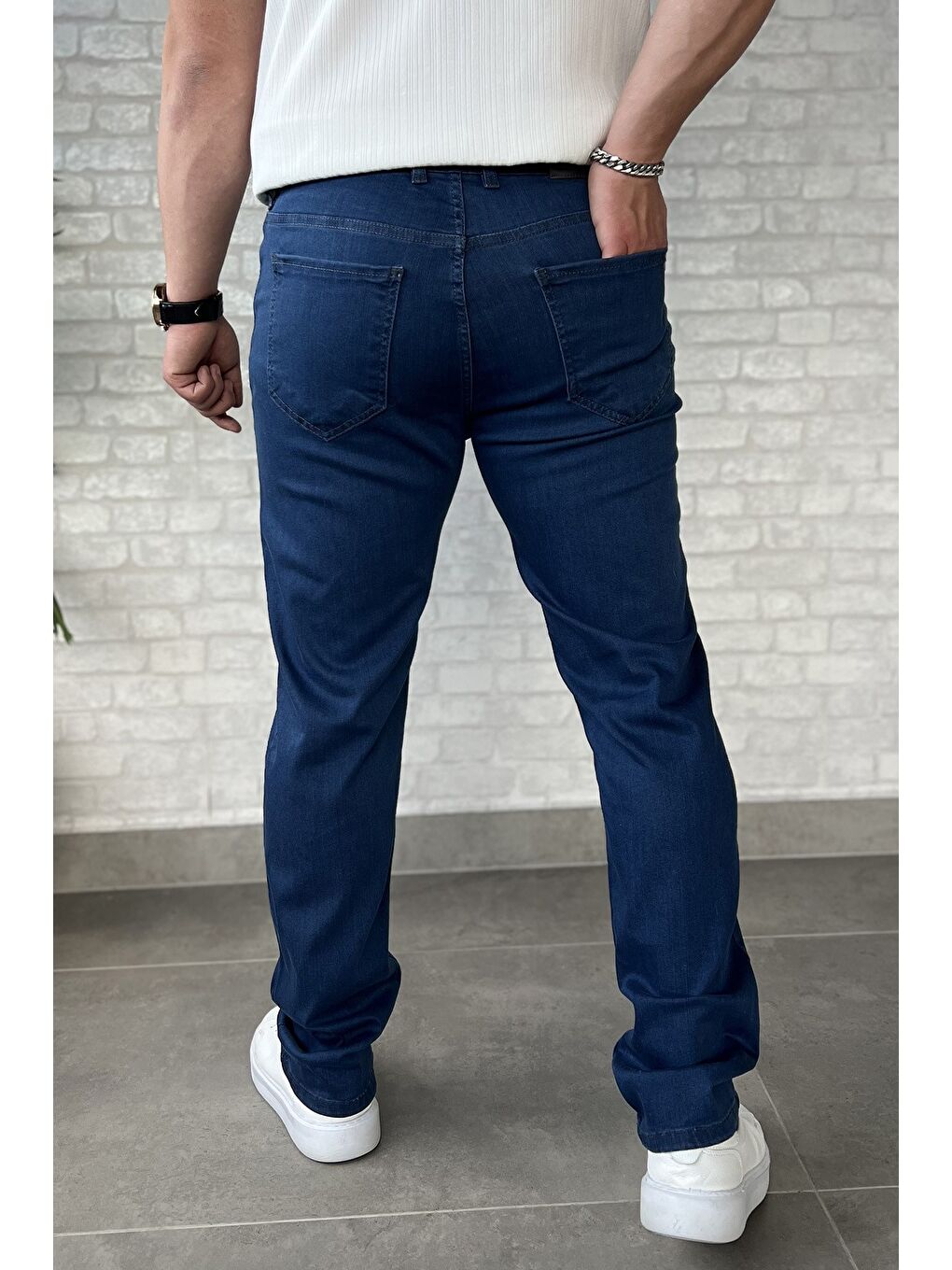 Mavi Erkek Elastanlı Fermuarlı Jean Pantolon-2