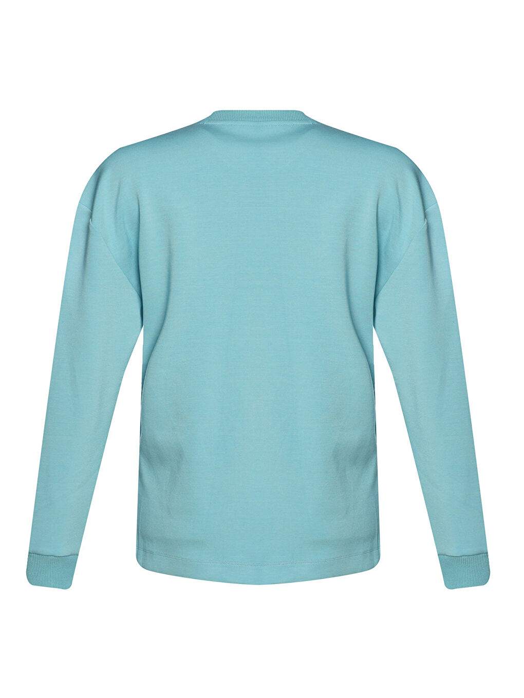 Melton Kadın Mavi Bisiklet Yaka Sweatshirt-2
