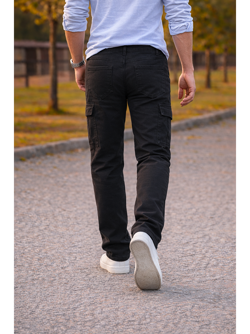 Gri Erkek Premium Comfort Füme Kargo Baggy Pantolon-5