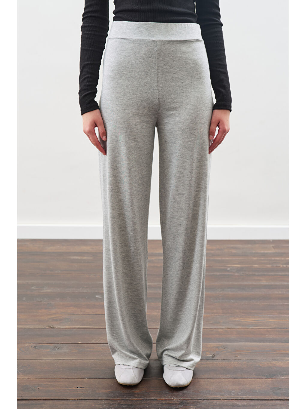 Düğüm Tasarımlı Pantolonlu Takım Gri Melanj-5