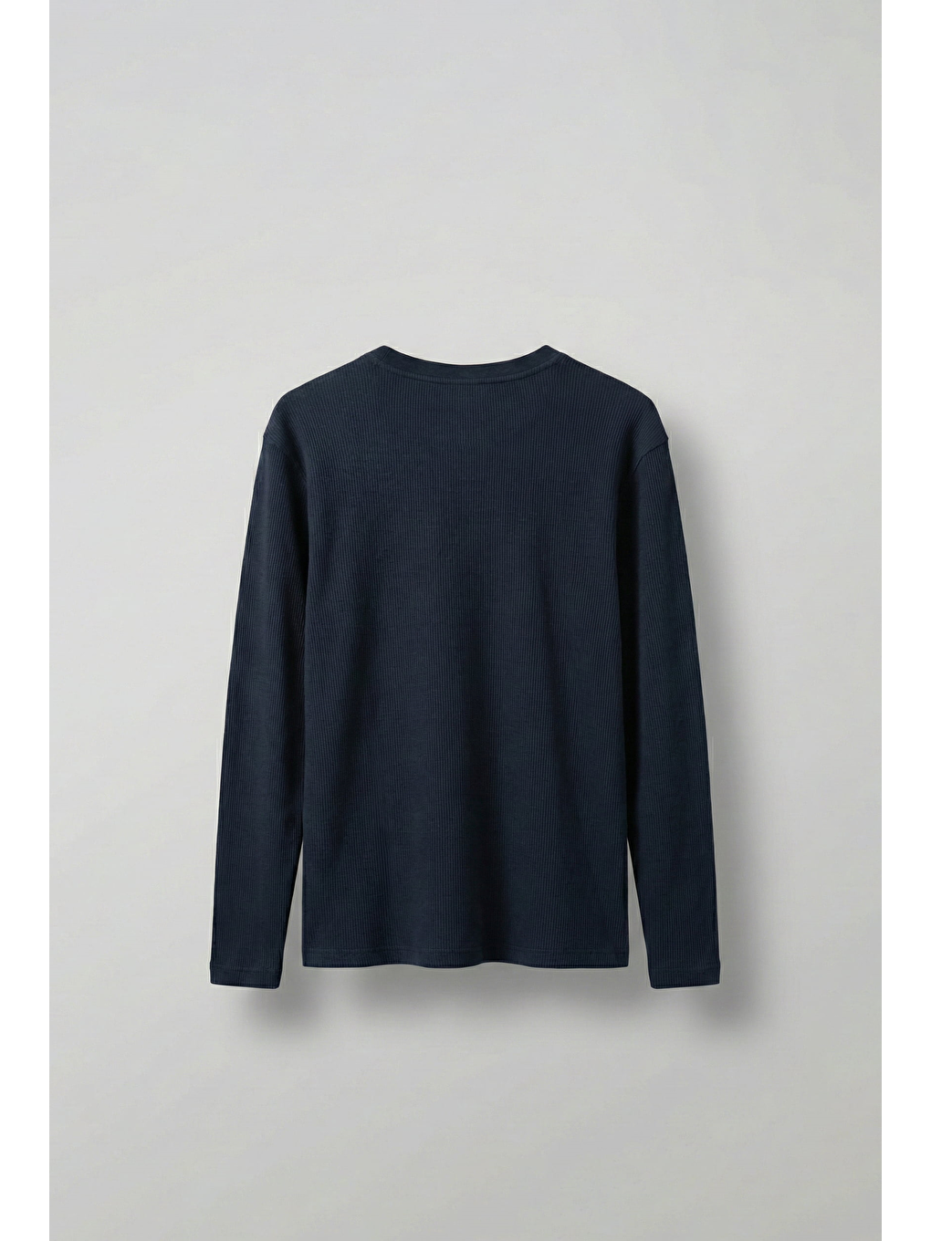 Erkek Oversize Düğmeli Basic Uzun Kollu T-Shirt Lacivert-1