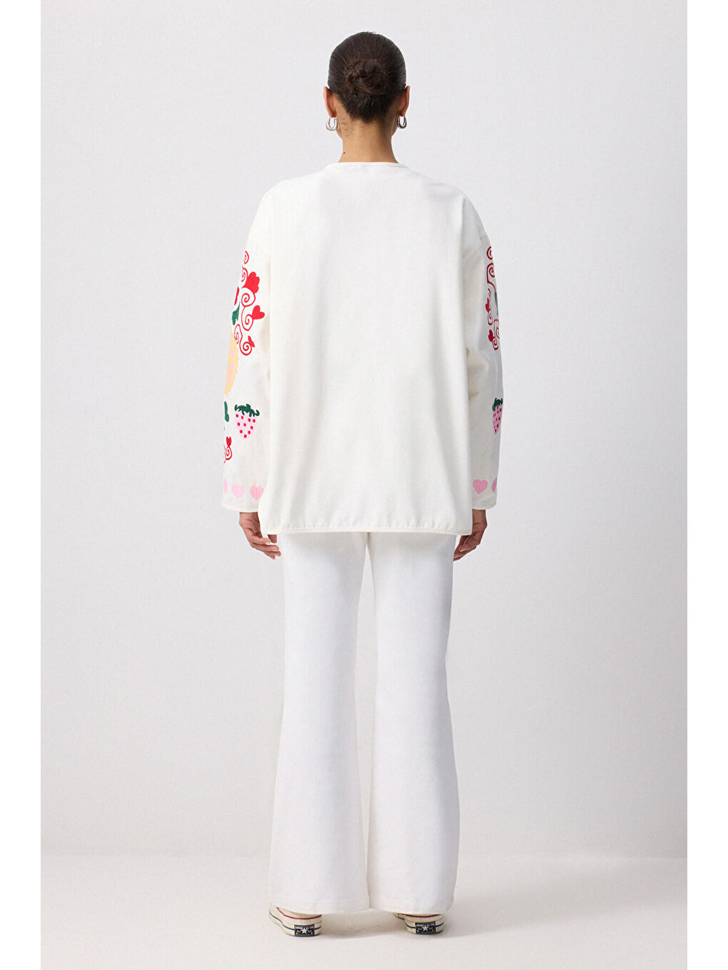 Ekru Nakışlı Gabardin Ceket-6