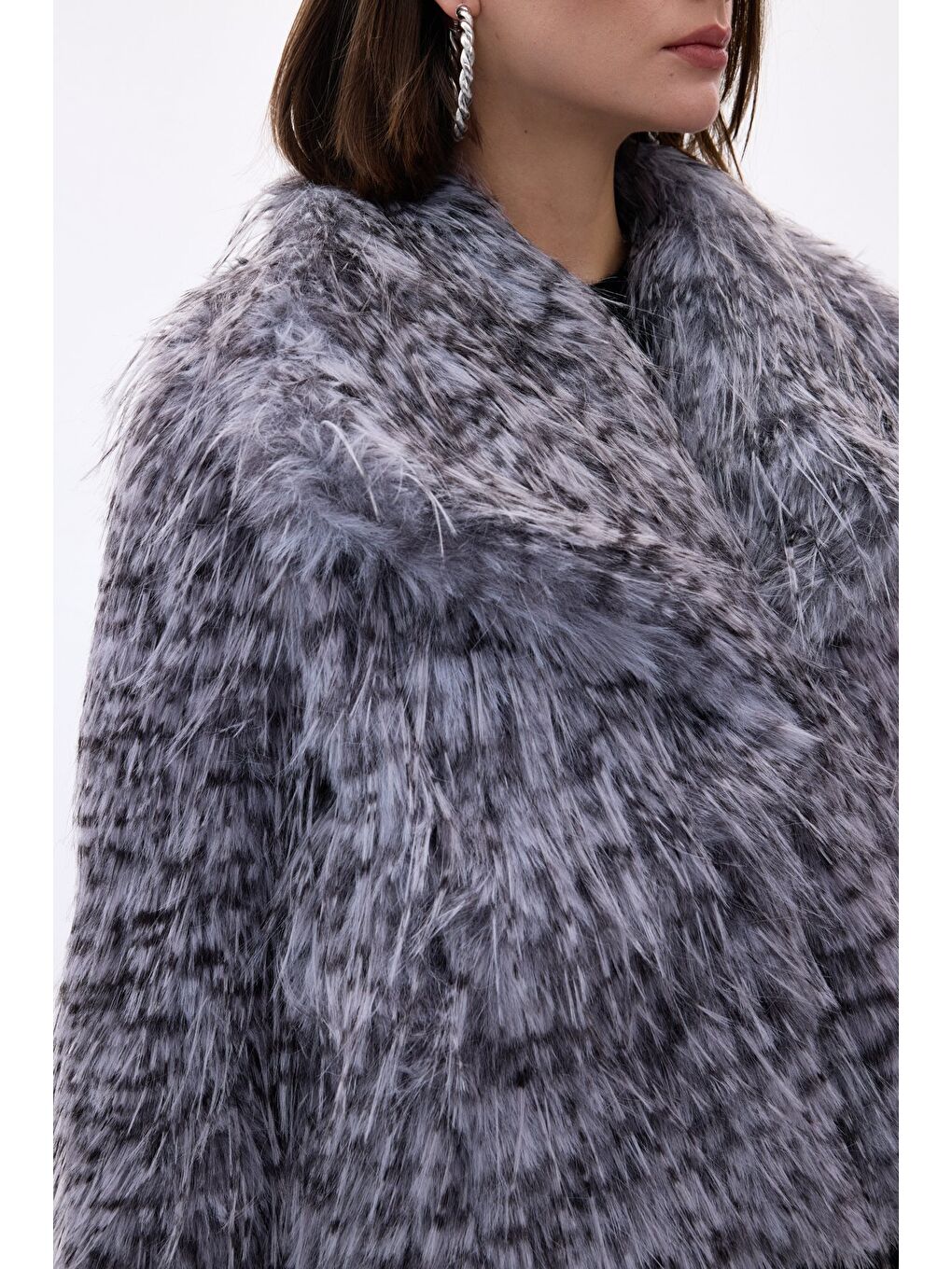 Leopar Desenli Kürk - Gri-6