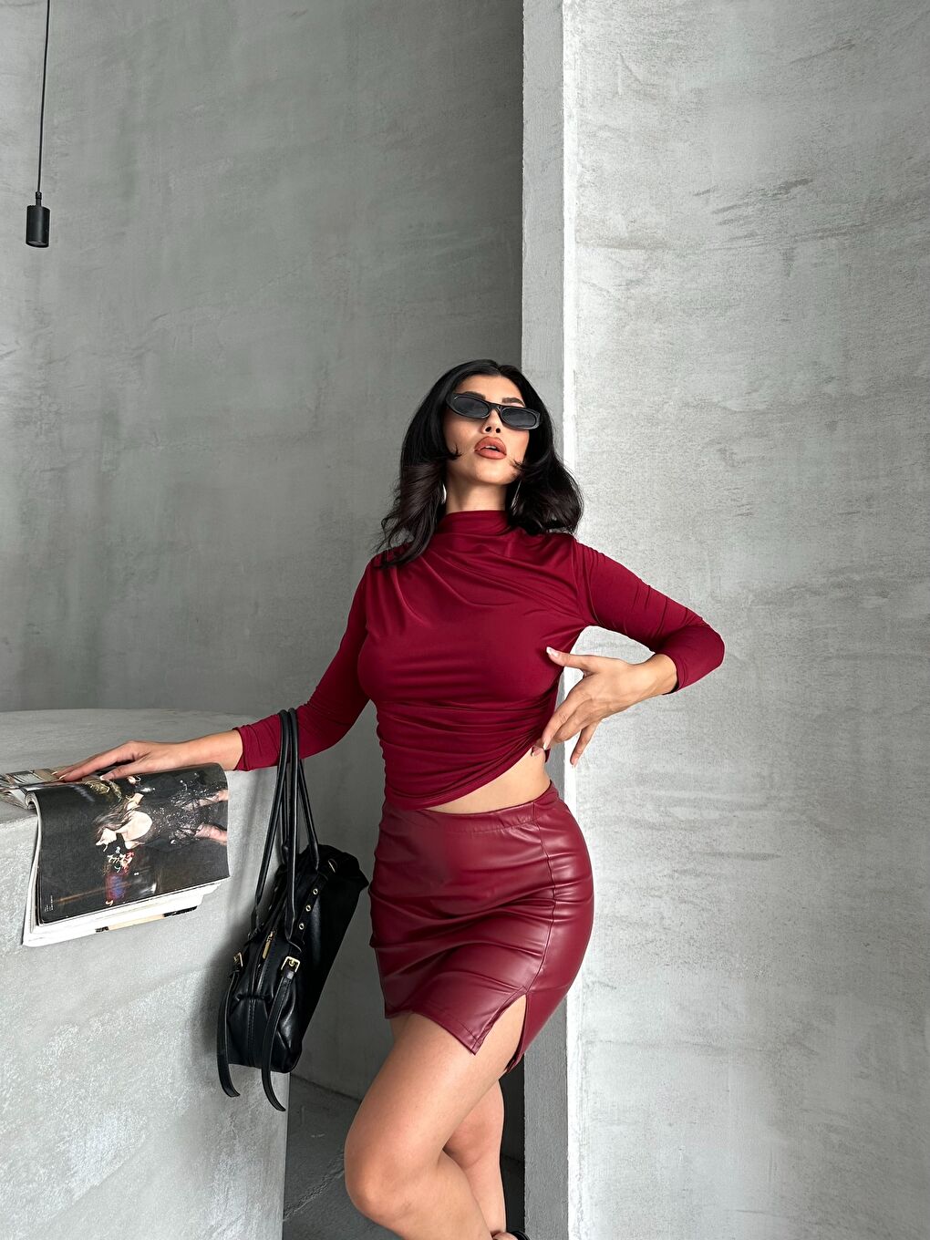 Yarım Balıkçı Bordo Sandy Bluz-4