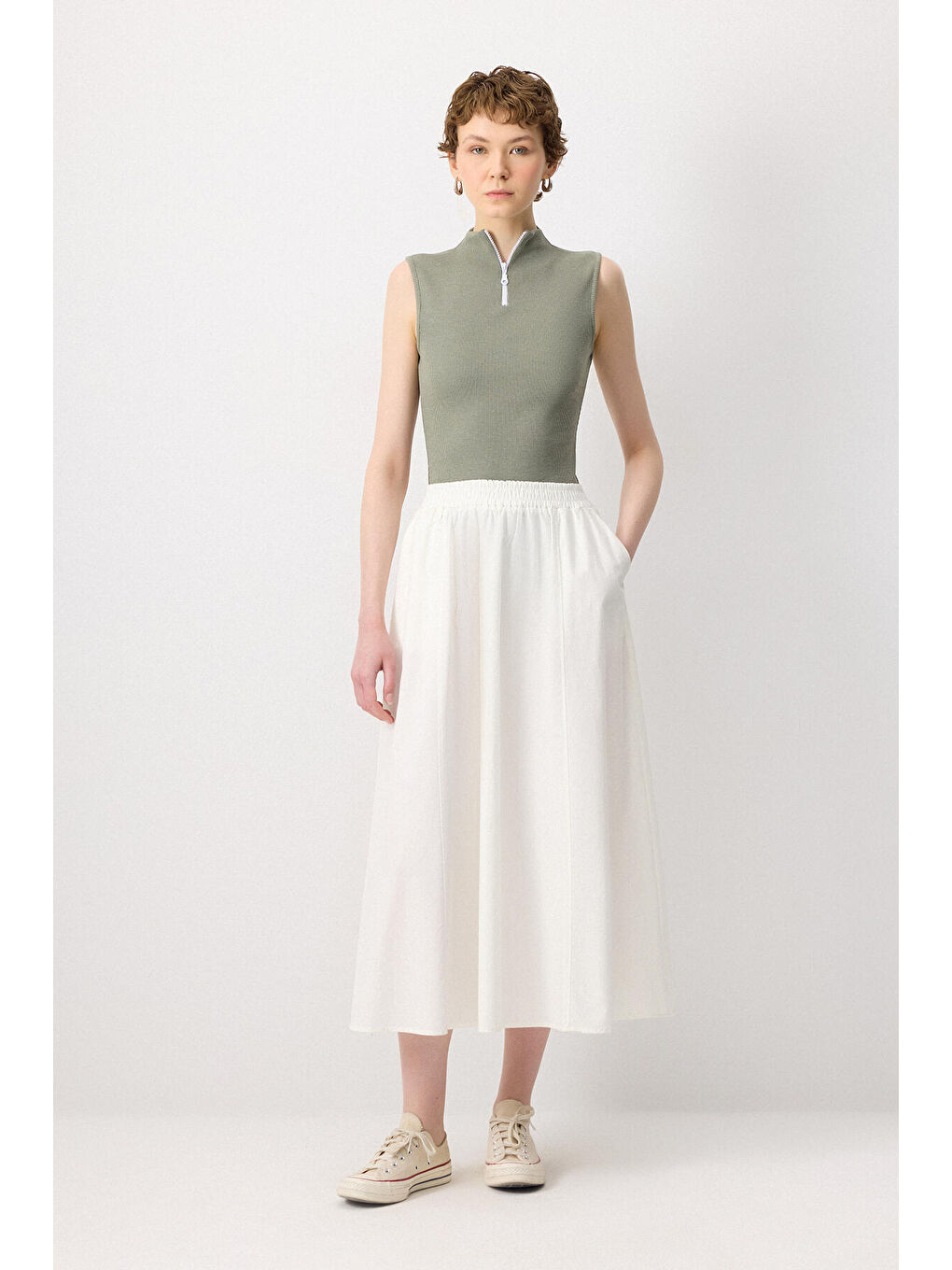 Yeşil Önü Fermuarlı Triko Body-1