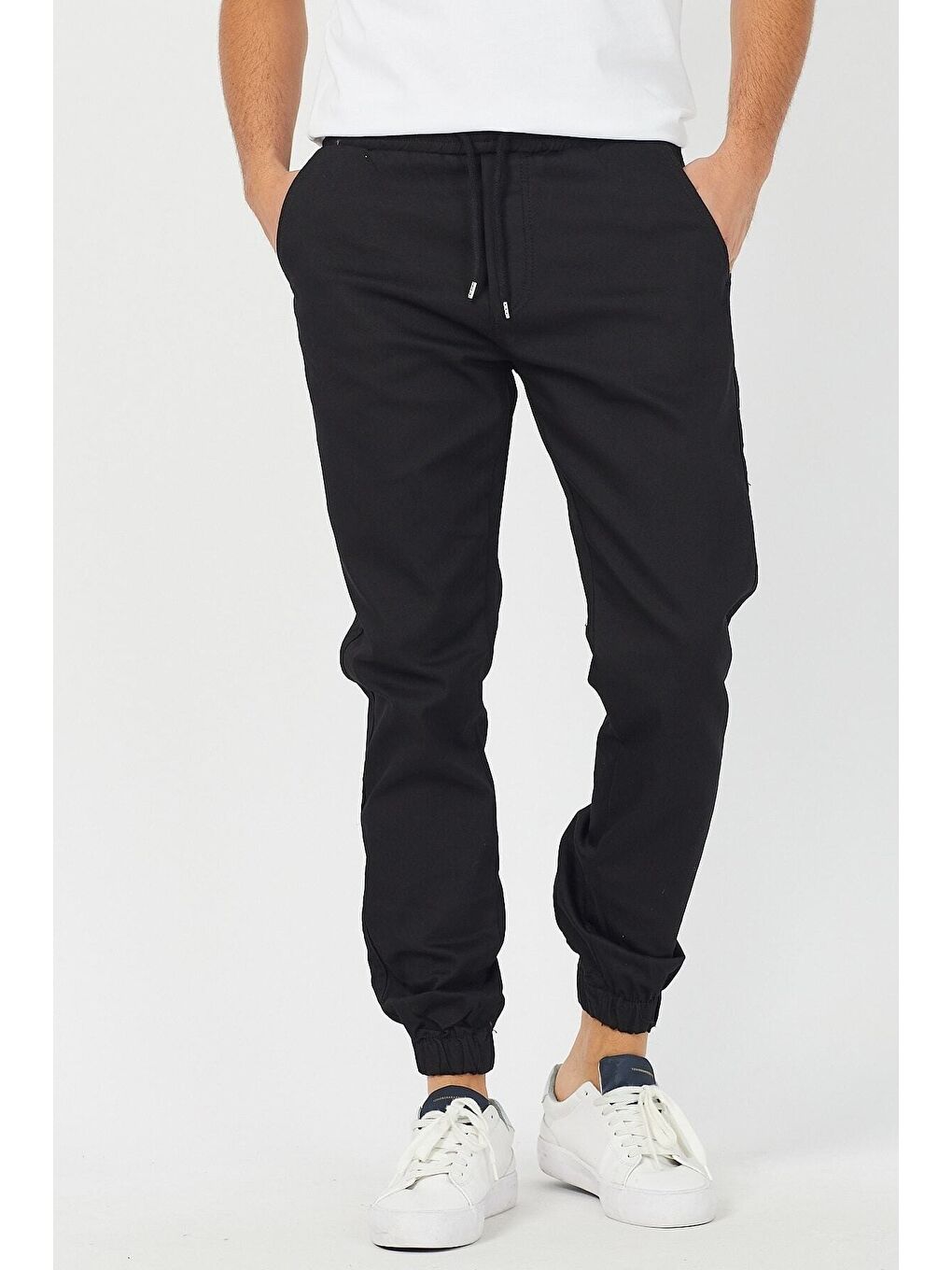 Siyah Erkek Bel Paça Lastikli Jogger Pantolon