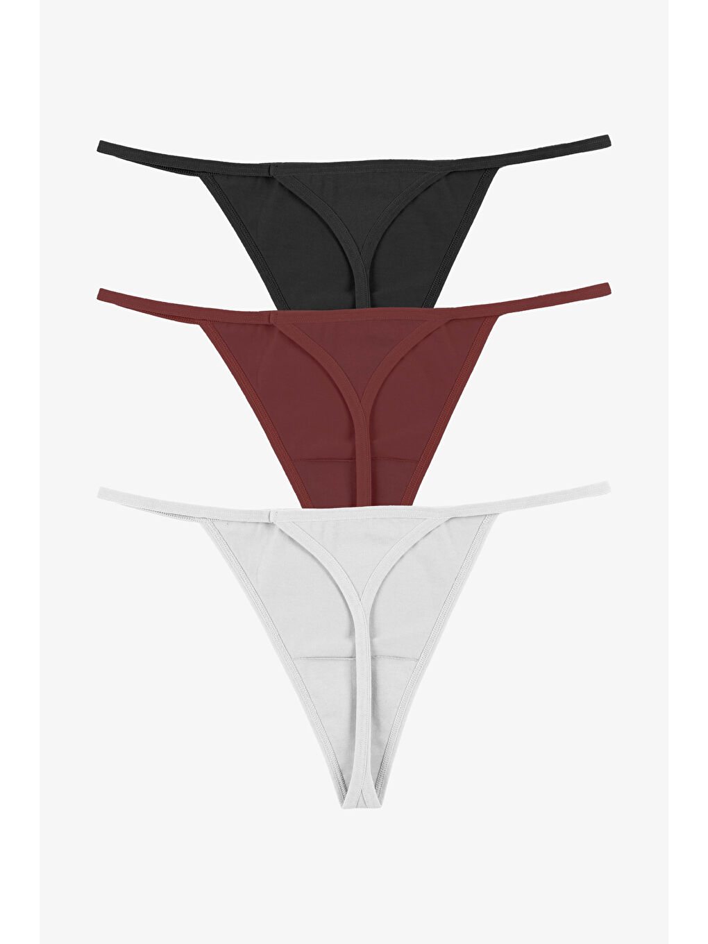 Lila Kadın Pamuklu Basic Tanga Külot 3'lü Paket-1