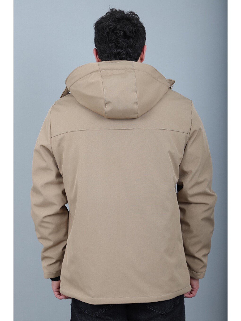 Bej İçi Kürklü Göğüs Detay Softsheel Kışlık Mont Kmd 833_50524-5