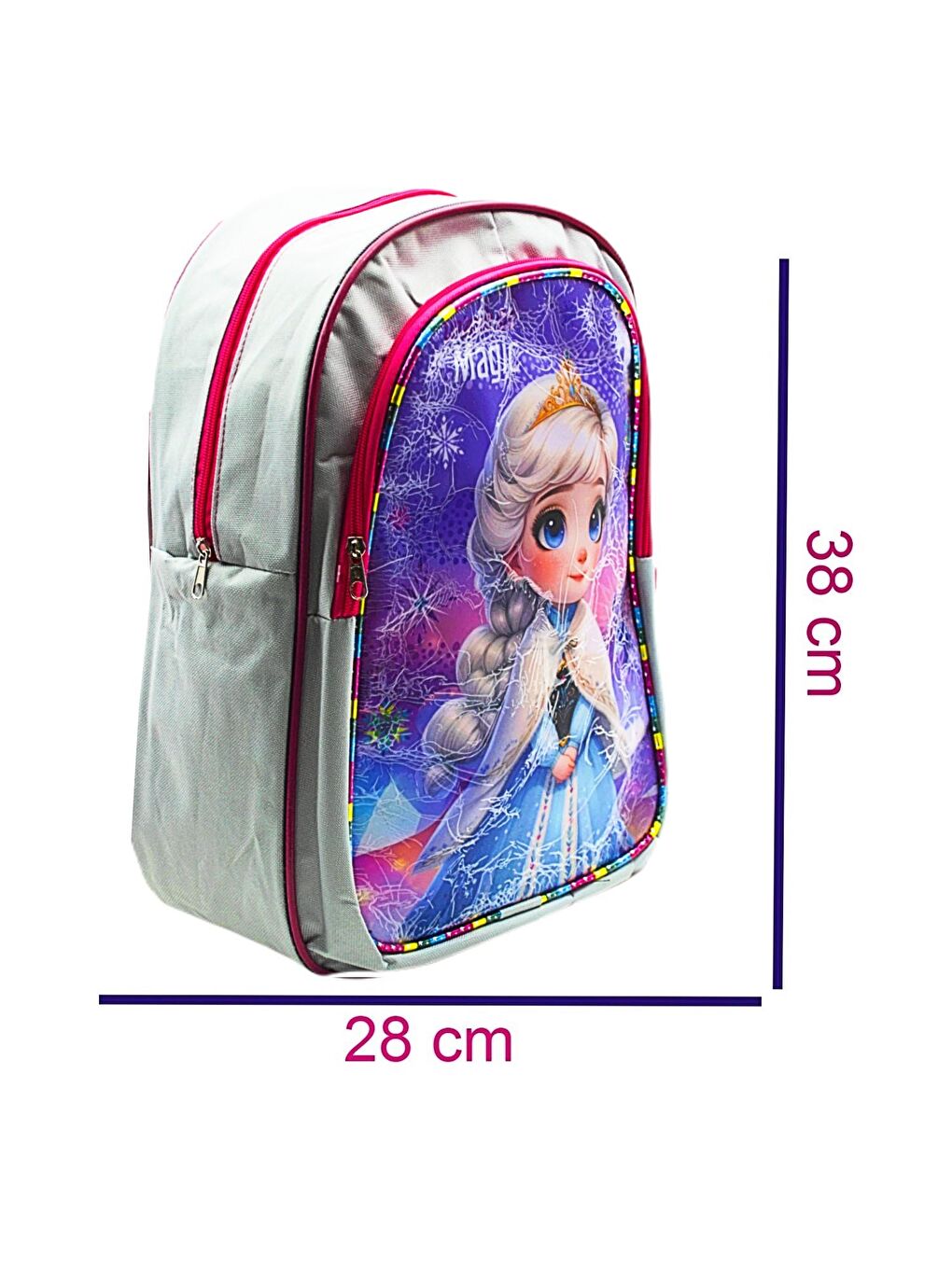 2 Bölmeli Elsa Okul Sırt Çantası Ve Beslenme Çantası Gri KOD:1308-4