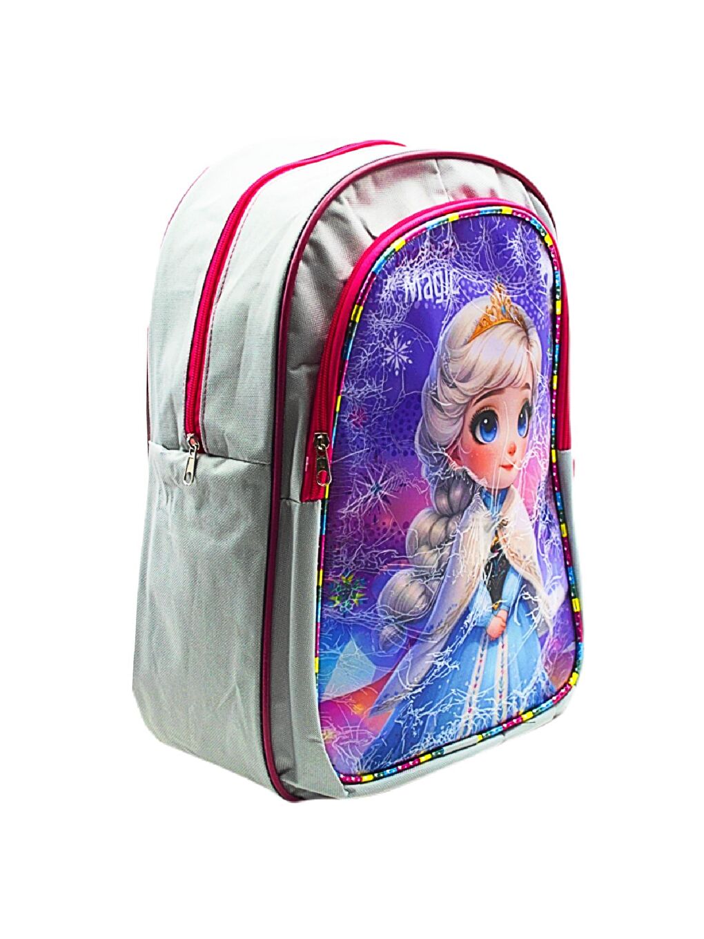 2 Bölmeli Elsa Okul Sırt Çantası Ve Beslenme Çantası Gri KOD:1308-5