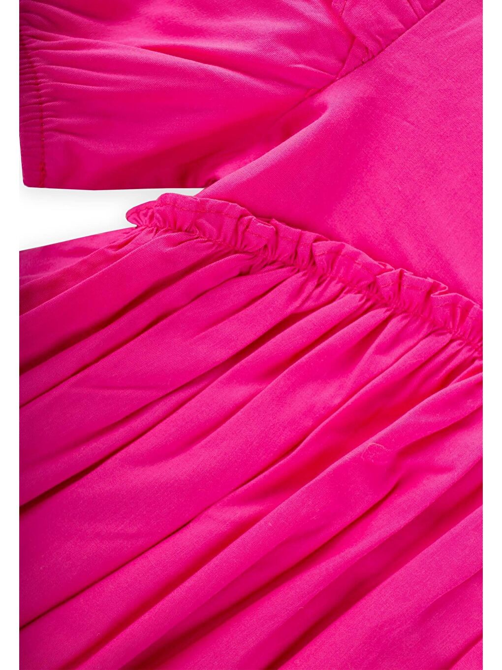 Fuşya Kız Çocuk Fırfır Poplin Elbise-2
