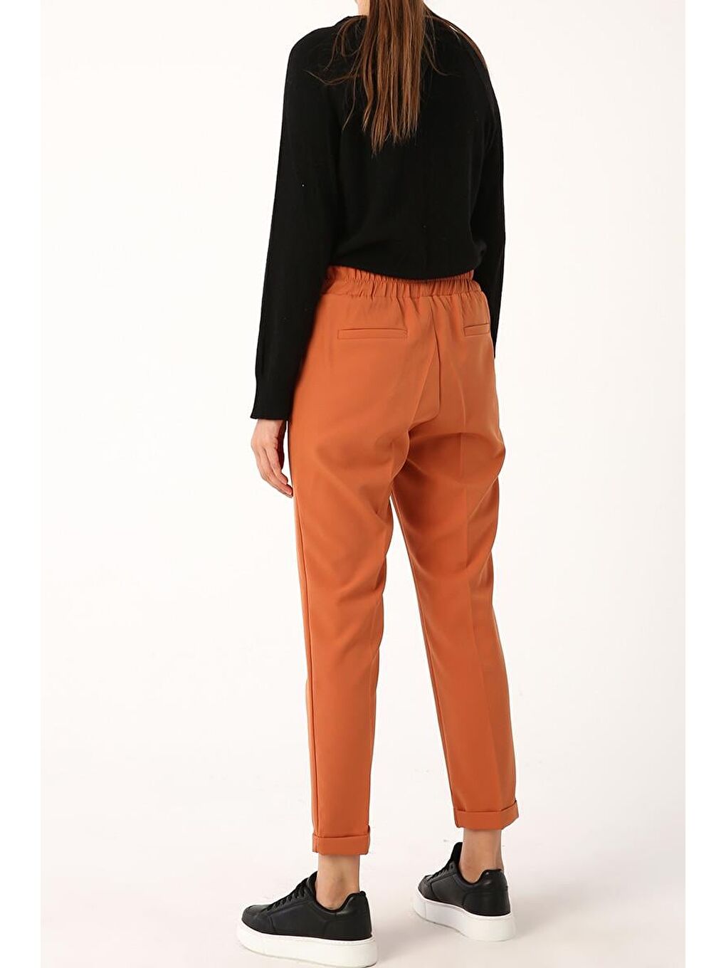 Kahverengi Tarçın-Beli Lastikli Havuc Pantolon-3