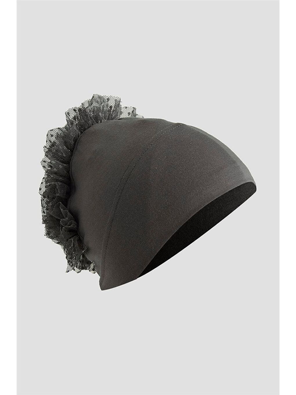 Topuzlu Geçme Bone Koyu Gri